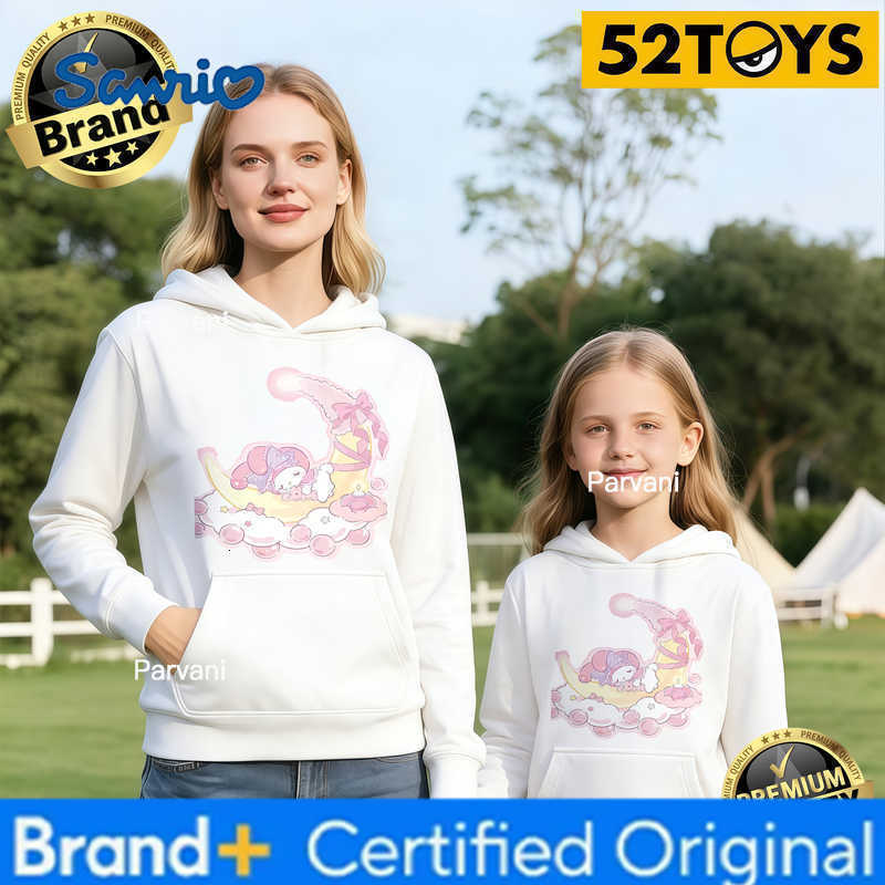 Sanrio 2026 Fall-Winter Dreamy My Melody Moon Family Hoodies 100 Cotton Loose Parent-Child Sweatshirts Single Piece Option Clothing H260302