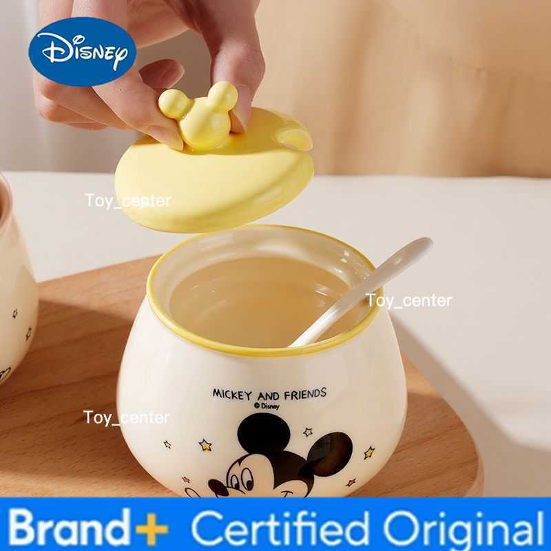 Disney Mickey Minnie Cartoon Anime Ceramic Seasoning Jar with Spoon Cute Kitchen Supplies Donald Duck Salt Jar Gift for Girls H260302