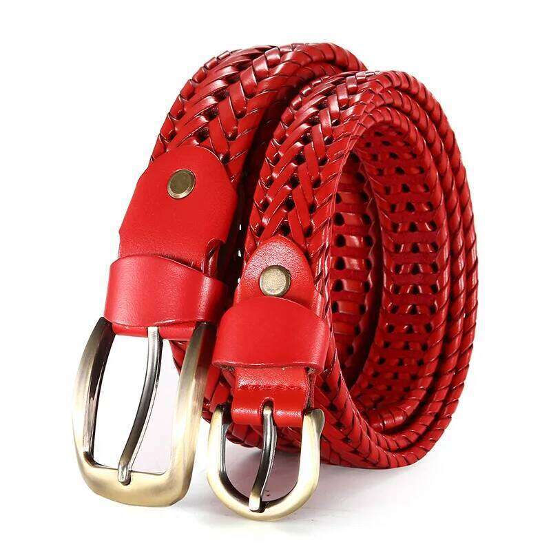 Women Braided for Men's Woven Belt Luxury Genuine Leather Cow Straps Hand Knitted Designer Men red Jeans Girdle Male Belts S260228
