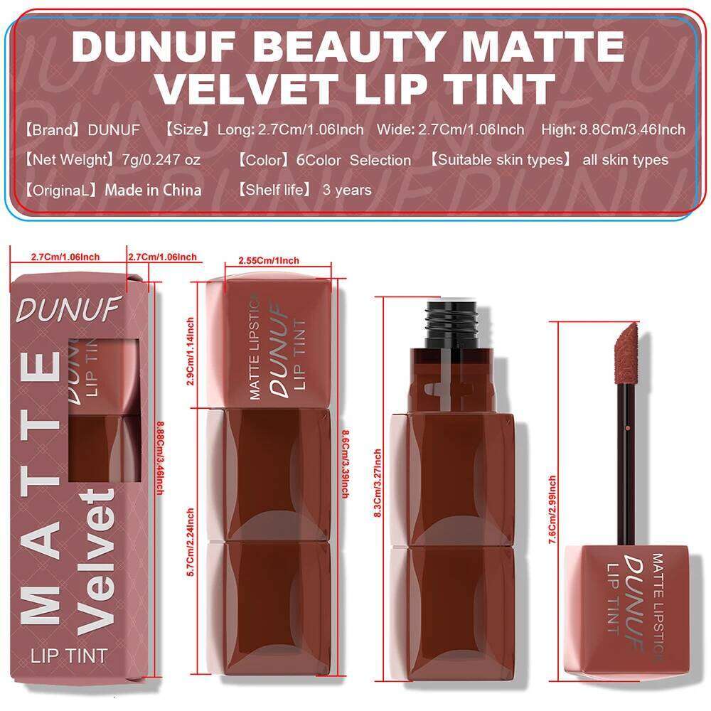 Liquid Velvet Matte Lipstick Long-lasting Waterproof Gloss Lip Glaze Non-Stick Cup Nude Red High Pigment Y2K Christmas Gift H260302
