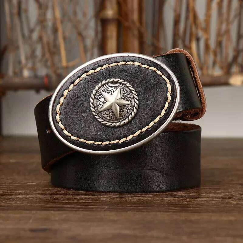 3.8CM Pure High Quality Genuine Leather Belts for Men Strap Male Thickened Head Layer Cowhide Smooth Buckle Jeans Cintos S260228