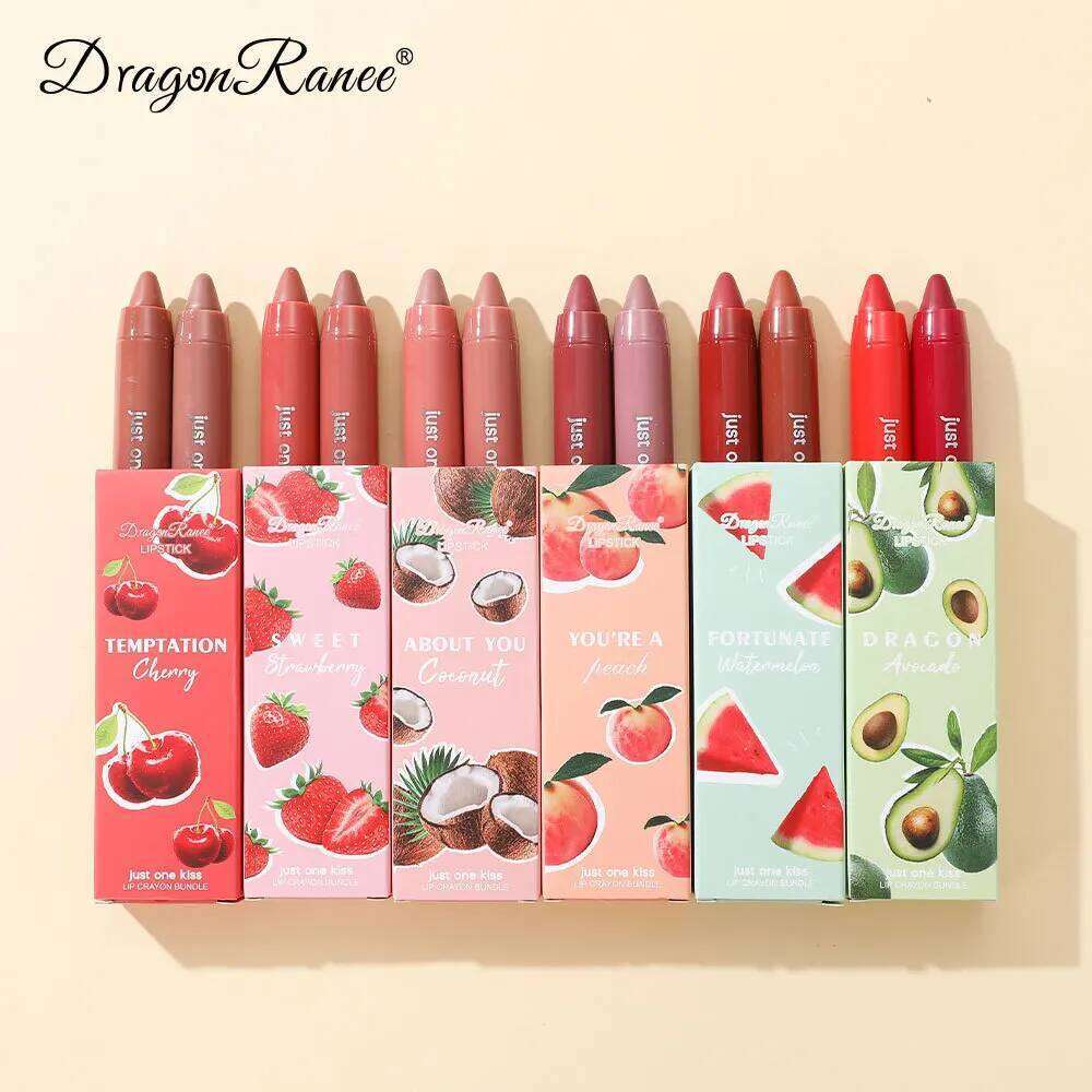 Dragon Ranee 2pcs/set Crayon Lipstick Pencil Long Lasting Moisturising Liner Solid Fruit Lip Nectar H260302