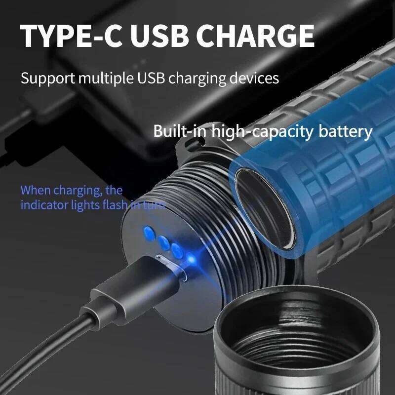 Diving Flashlight Rechargeable Strong XHP70 Focus Dive Torch Waterproof Submersible Lighting IPX-8 Underwater Flash Light Z260301