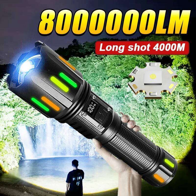 8000000LM Strong Light Flashlight Most Powerful LED 800W Super Bright Flashlights Type C Rechargeable Lamp Long Shot Torch Z260301