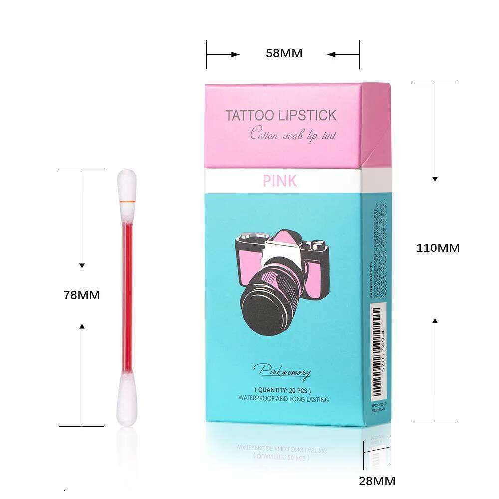 20pcs Cigarette Cotton Swab Tattoo Lipstick Non-Stick Long-Lasting Waterproof and Kiss-proof Durable Lip Stain Set H260302