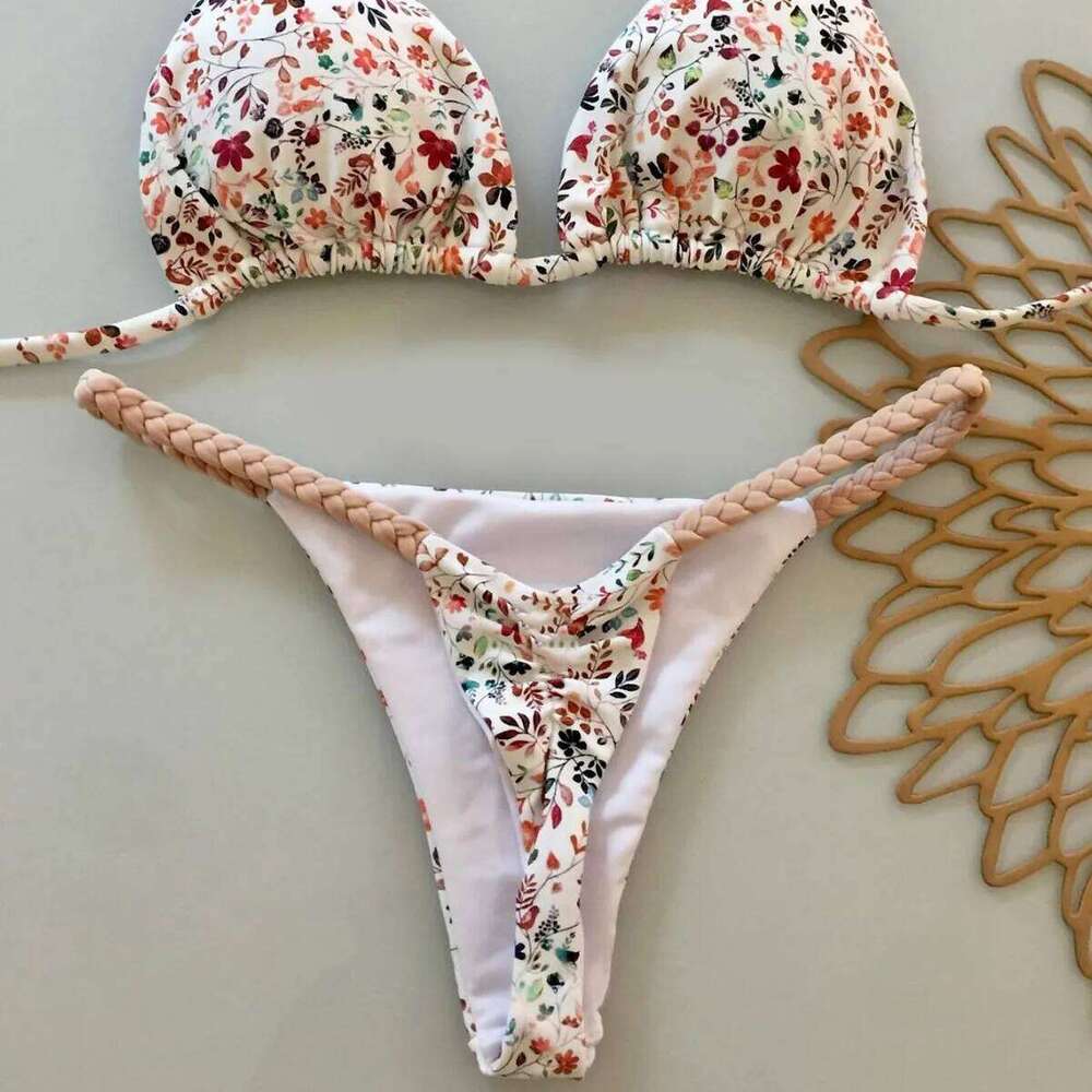 2025 new bikini split tight women's gathered leopard print swimsuit Z260301