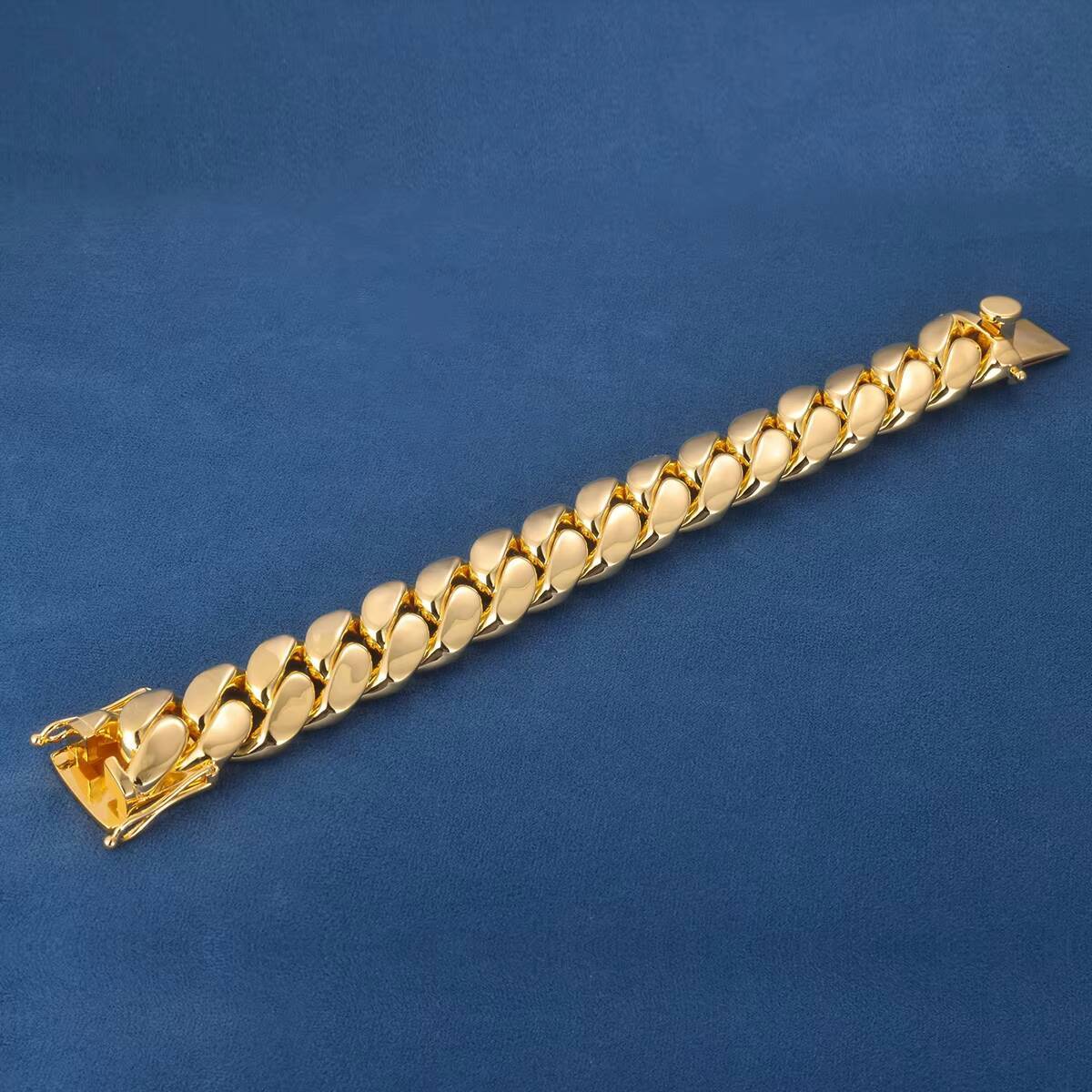 Factory Custom 18MM Real S925 Silver 9k 10K 14k 18k Solid Filled Gold Yellow Gold Miami Cuban Link Chain Necklace Bracelet