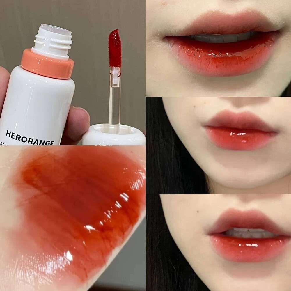 Herorange~ Elegant Tender Color Glaze, Moisturizing Mirror Water-Glossy Plump Lips, Autumn and Winter Color-Lasting Lip Gloss H260302