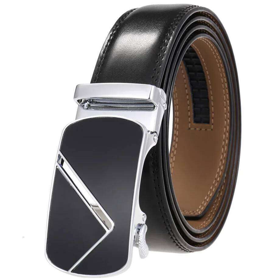 Luxury Cow Genuine Leather for Men 2025 New High Quality Automatic Black Formal Male Belt Brand Ratchet Buckle Belts B447 S260228