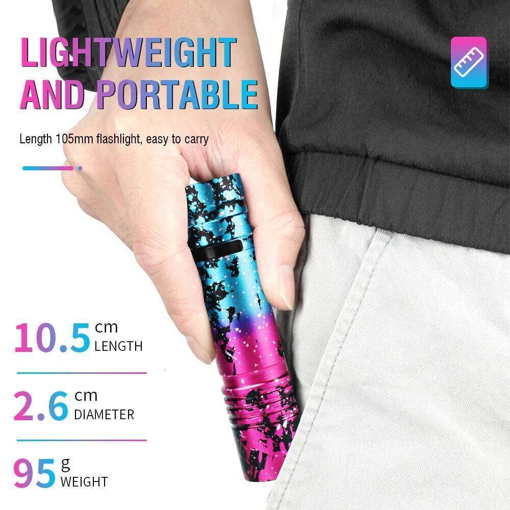 BORUiT V8 800LM LED Flashlight 5-Mode Type-C Rechargeable Torch with Clip Waterproof Camping Emergency Lantern Z260301