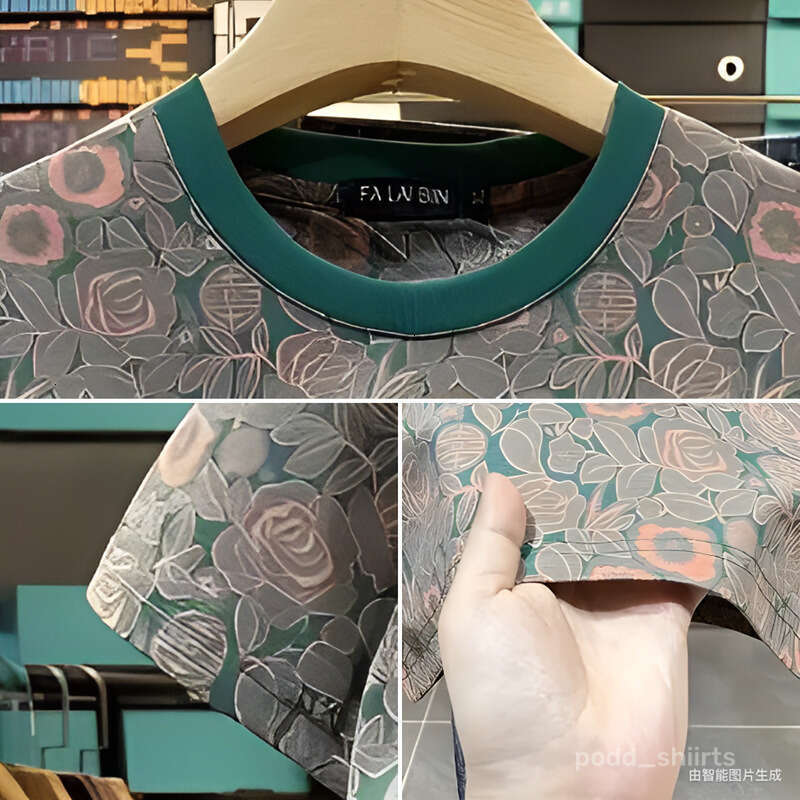 Free Shipping Shirts Vintage Floral Print T Shirt Slim Fit Short Sleeve Round Neck designer shirts Casual Tee Men's Clothing