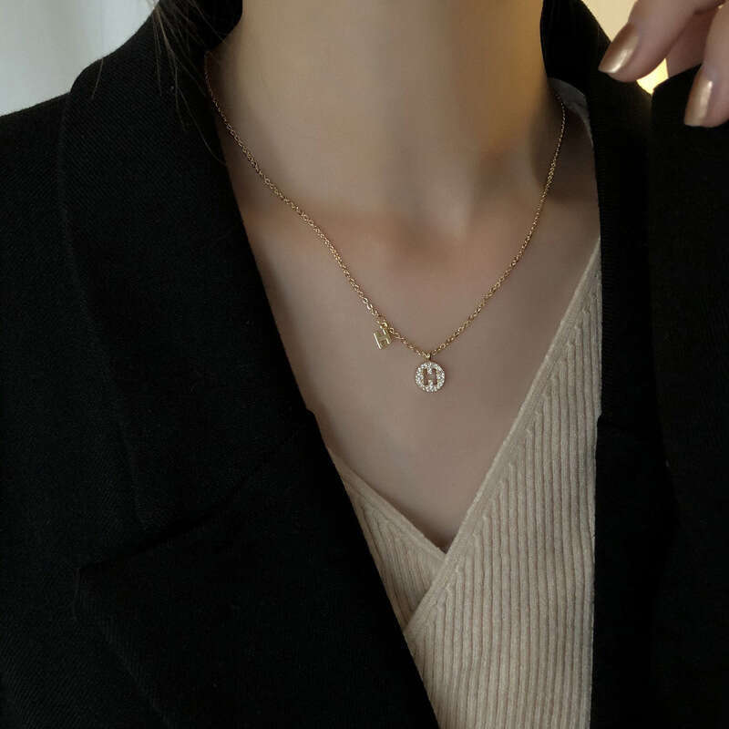 H Letter Necklace With English Collarbone Chain Women Trendy Korean Version Chain