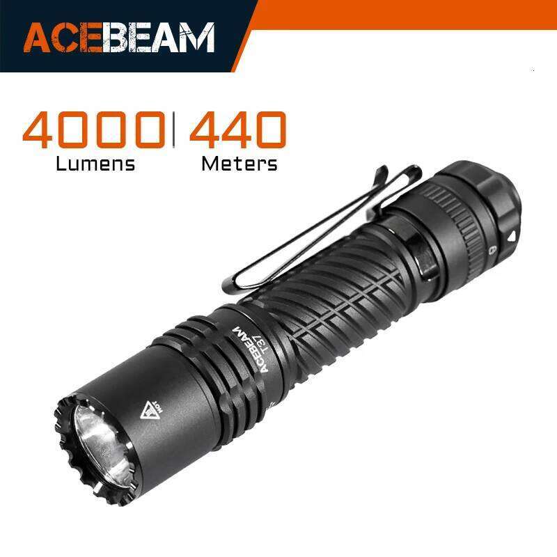ACEBEAM T37 SFT-90X EDC Tactical and Duty Flashlight -4000 Lumens w/Eco-Sensa Charging Cable Included Z260301