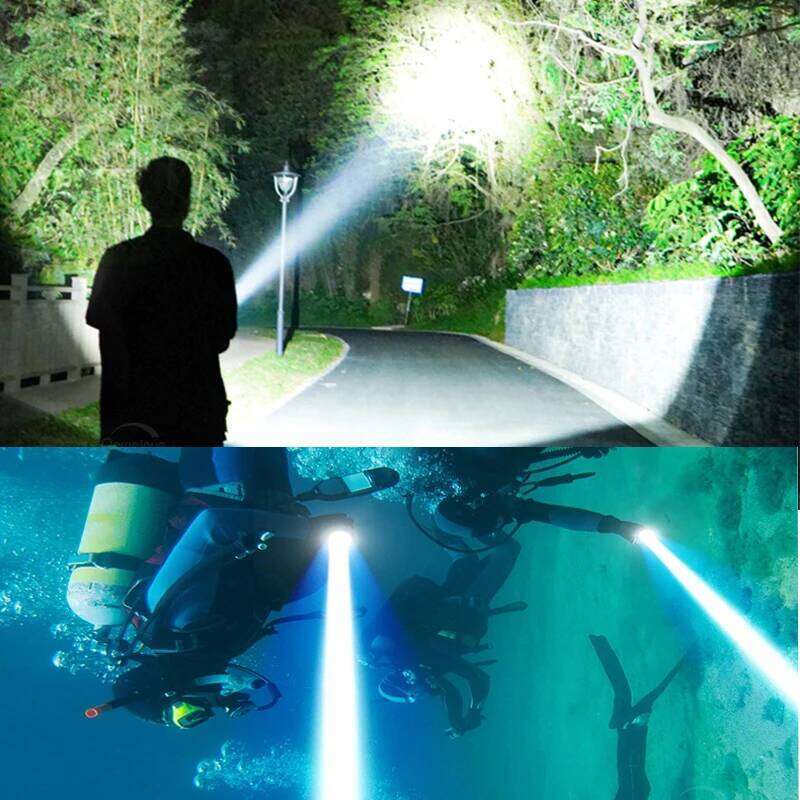 2026 Powerful LED Diving Flashlight Bright Rechargeable 2*18650/26650 Battery Torch Lights Camping Fishing Underwater Lantern Z260301