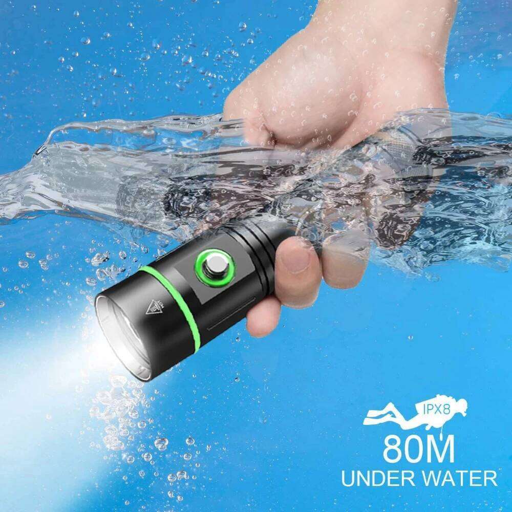 20000LM 5000mah Upgrade Scuba Diving Flashlight Powerful 80M Underwater Lantern Rechargeable Dive Torch IPX8 Waterproof LED Lamp Z260301