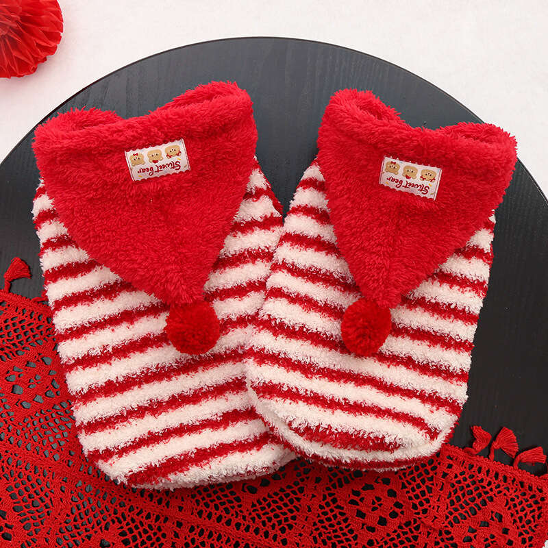 Famous brand New Year s red striped little hat hairless plush pet clothing dogs cats autumn winter apparel for British Shorthair and Ragdoll pupakaIK