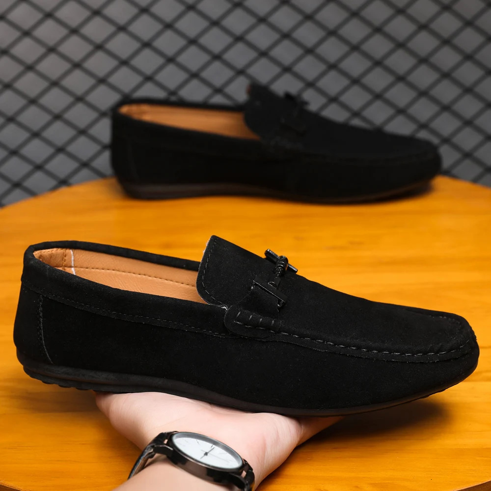 Autumn Faux Suede Casual Mens Shoes Comfortable Mens Work Shoes Stylish Versatile Driving Loafers Slip-On 260228