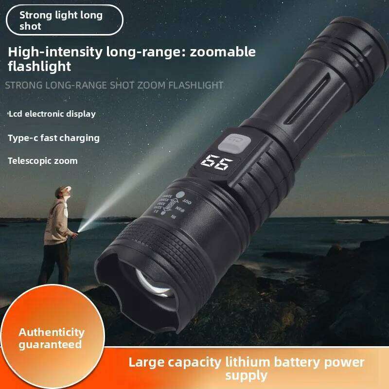 LED High-Brightness Flashlight for Home Emergency Telescopic Mini Zoomable, Long-Distance, Outdoor, Mountaineering, Rechargeable Z260301