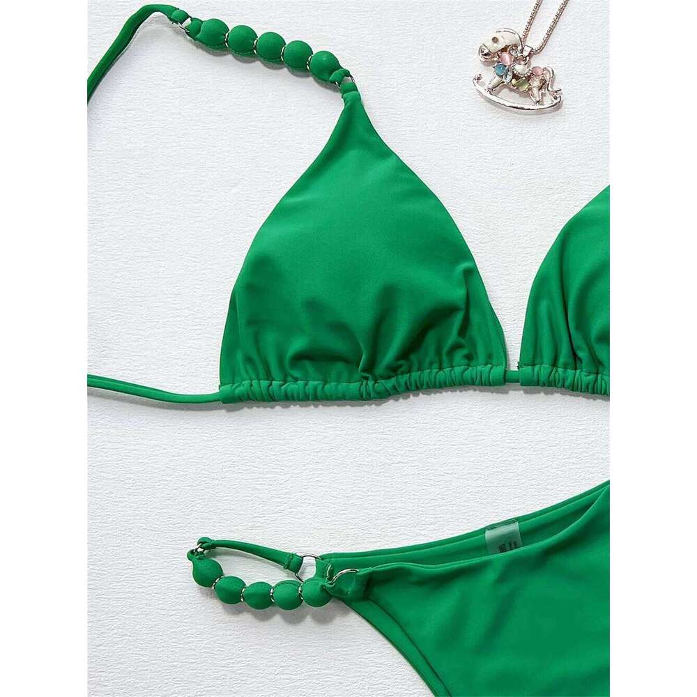Green Bikini Y2K Swimsuit Push Up Sling Backless Bandage Vacation Swimwear Women Beach Outfit Bathing Suit Bikinis Sets Biquinis Z260301