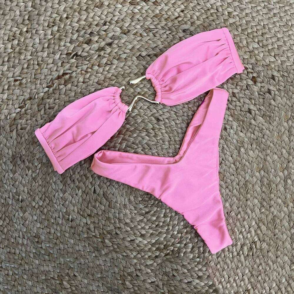 Sexy Halter Micro Bikini 2024 Women Swimsuit Solid Swimwear Thong Bikinis Set Brazilian Beach Wear Bathing Suit Biquini Female Z260301