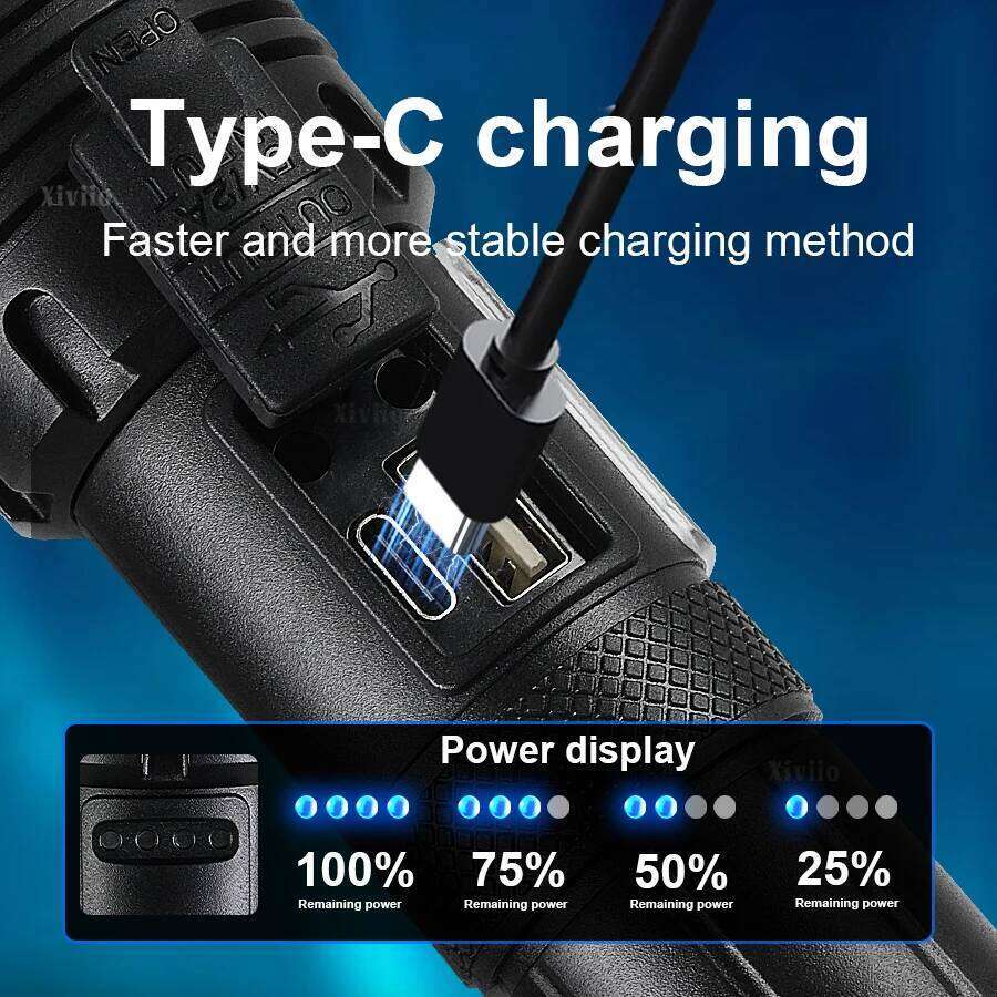 50000000LM High Powerful LED Flashlights Long Range 1500M Super Bright Torch Light Rechargeable Waterproof Outdoor Camping Lamp Z260301