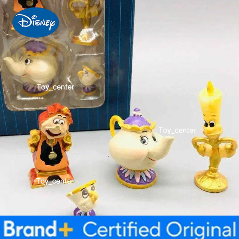 Disney Hot Sale Beauty And The Beast Figure Toys Lumiere Night Lights Candlesticks Desktop Cogsworth Clock Xmas Decoration Gifts H260302