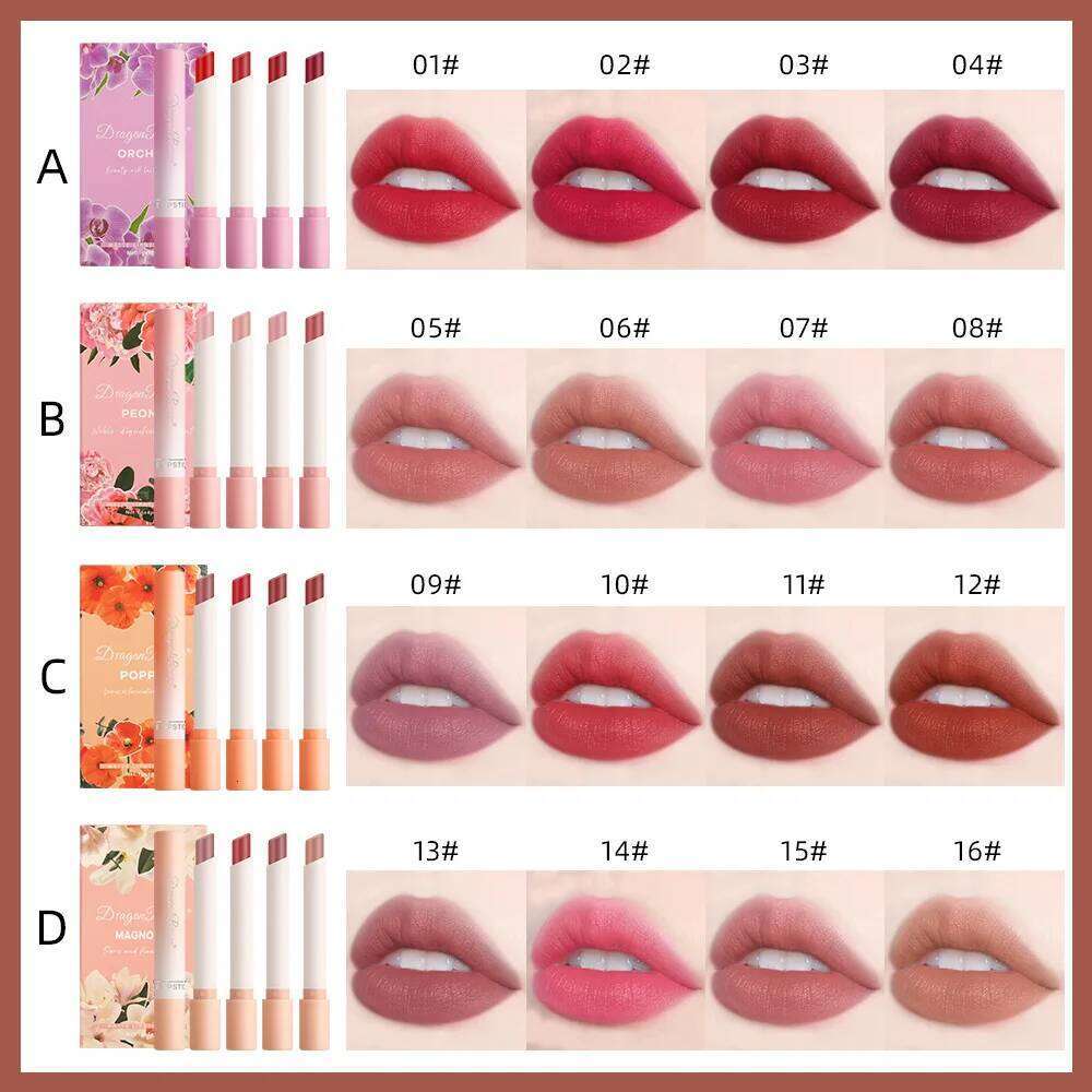 Hot Selling 4 Pack Matte Velvet Creative Cigarette Lipstick Set Not Easy To Fade Long Lasting Red Lip Tint Makeup H260302