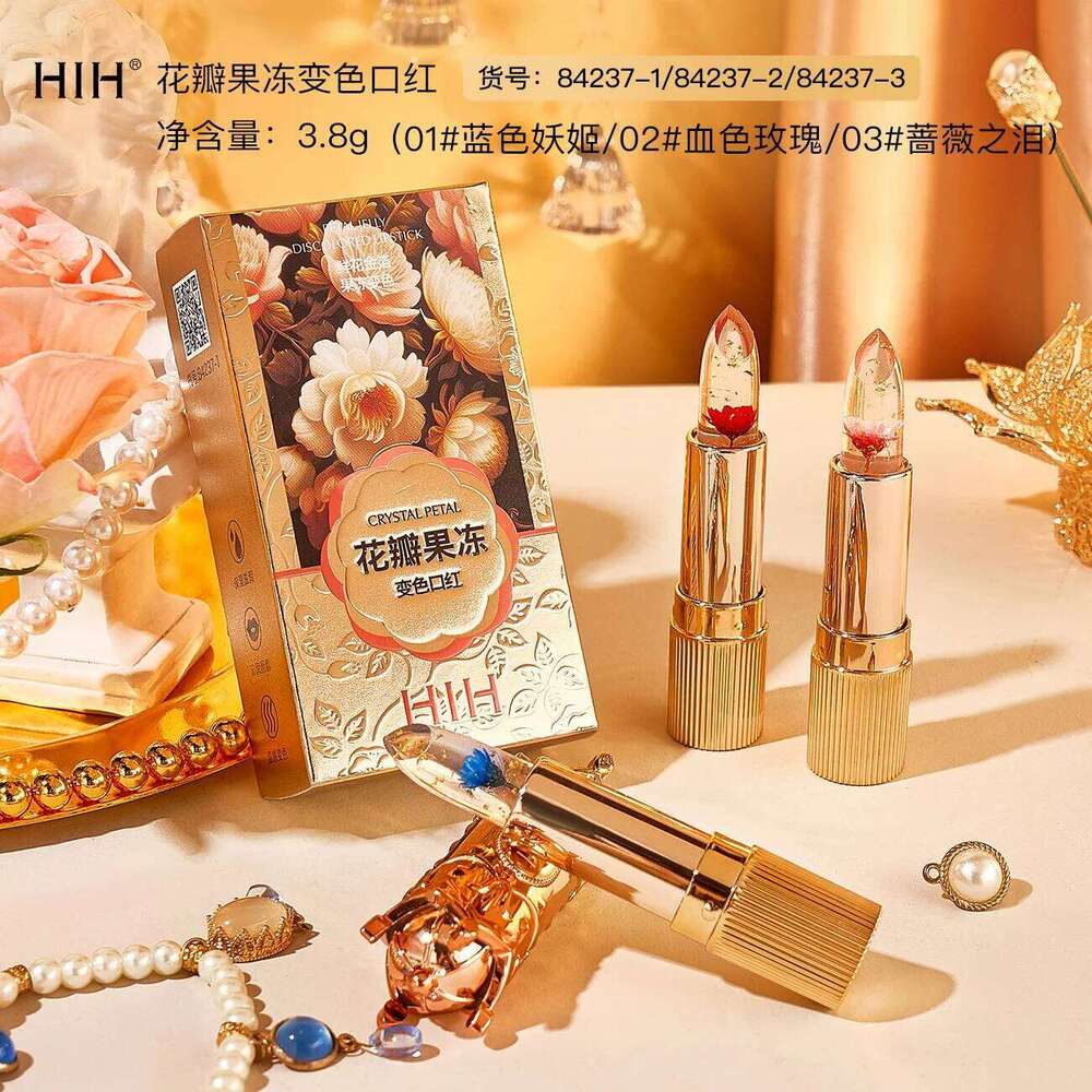 HIH Petals Temperature Color Changing Moisturizing Balm Female Makeup Sexy Lip Gloss Shiny Lipstick H260302