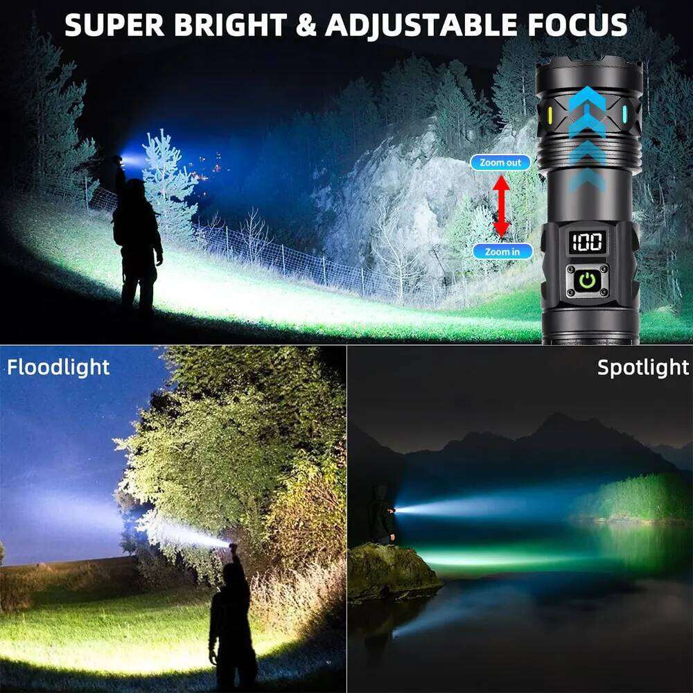 6600MAH High Bright White Light Laser Aluminum Alloy Torch Hiking Telescopic Zoom Flashlight Outdoor Camping Lantern Z260301