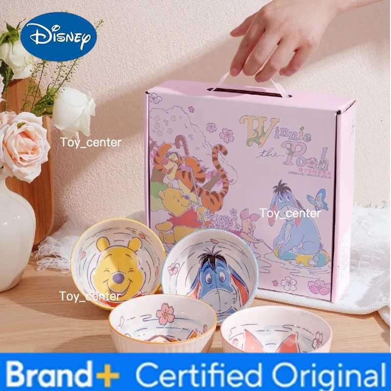 Disney Pooh Bear Household Ceramic Bowl Cute Styling Rice Bowl Anti-wear Tableware Childrens Birthday Gifts H260302