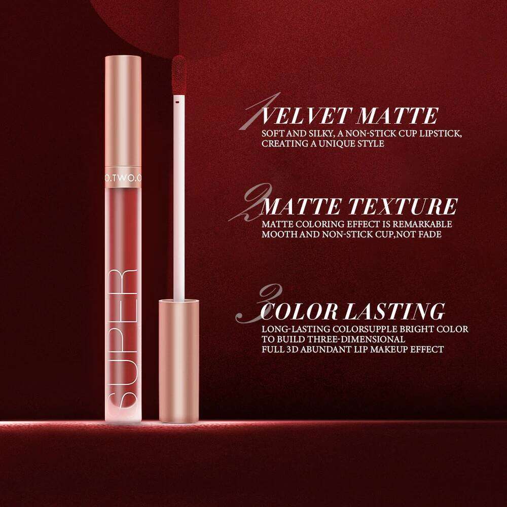 O.TWO.O Matte Liquid Long Lasting Lip Glaze Super Soft Sexy Red Nude Pink Lipgloss Waterproof Makeup Cosmetics Lipstick H260302