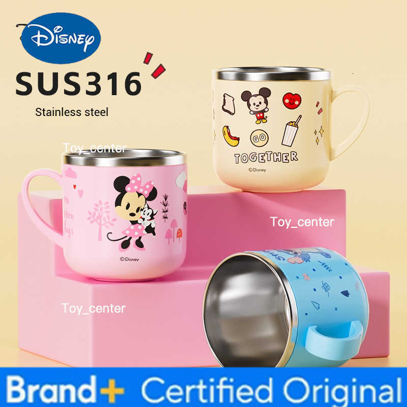 Disney Childrens Water Cup Home Use Stainless Steel Milk Cup with Graduations Baby Breakfast Cup Straw-Equipped Direct-Drink Cu H260302