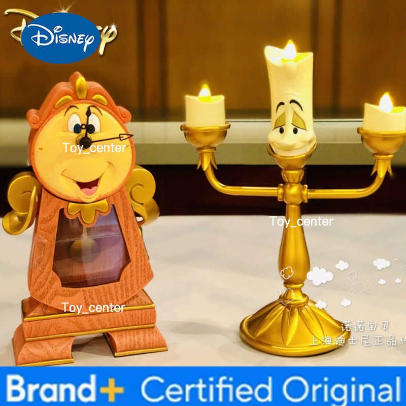 Disney New Beauty And The Beast Action Figures Cogsworth Mr Clock Lumiere Candle Lamp Statue Figure Home Decoration Model Gift H260302