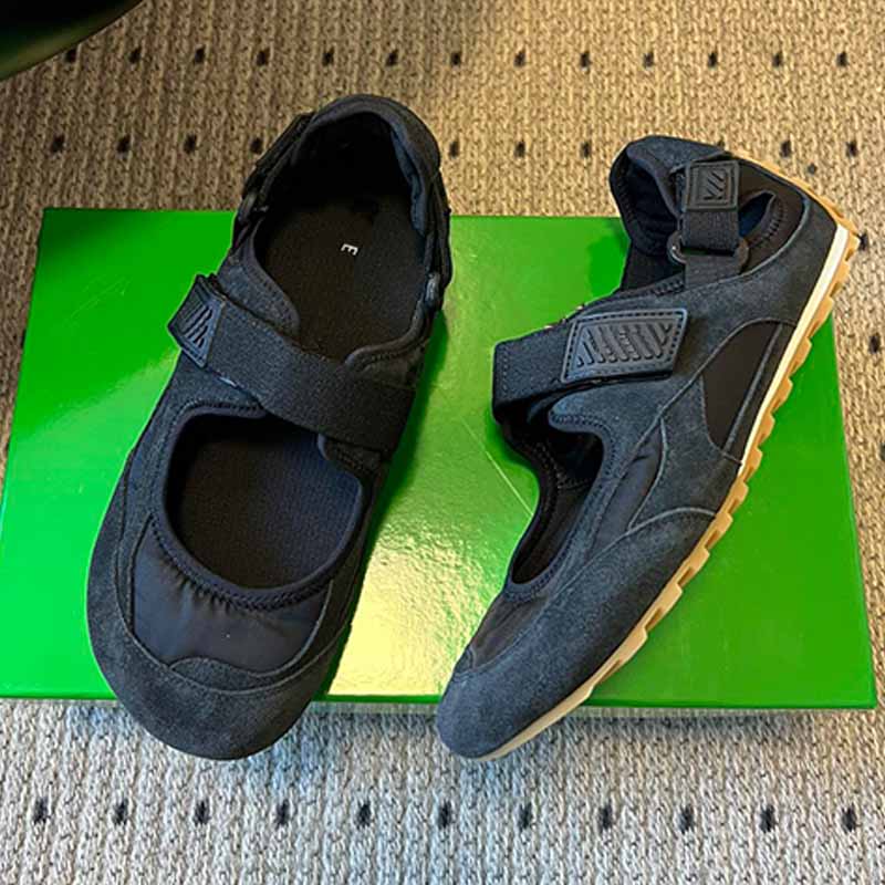 Orbit Flash Mary Jane Sneaker Summer Womens Retro Color Blocking Suede Nylon Ballerinas Comfortable Soft Round Toe Buckle Ballet Shoes