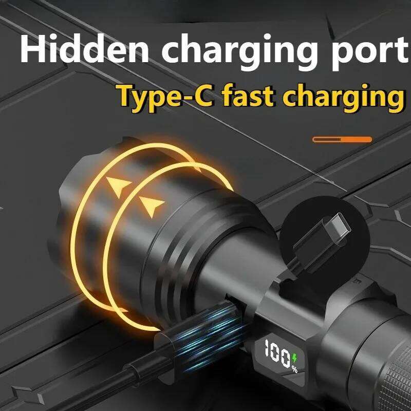 High Power LED White Laser Flashlight USB Rechargeable Digital Display Zoomable Torch Outdoor Waterproof Fishing Lantern Lamp Z260301