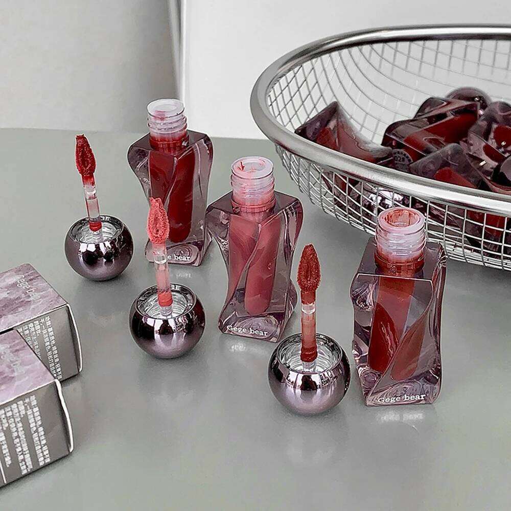 Gege Bear Glaze, Matte Velvet Lip Clay, Irregular Bottle Design, Long-lasting Color Non-drying Lipstick H260302