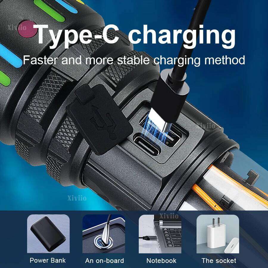 39000000LM Powerful Flashlight High Power Rechargeable Camping Lamp Long range 4000M Colorful Flash Lights Outdoor Hand Lantern Z260301