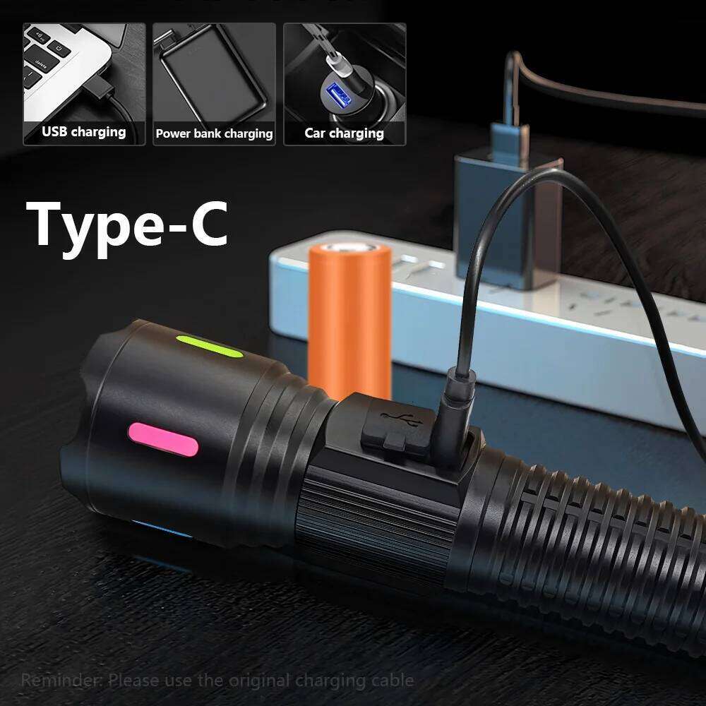 High Power LED Digital Display Rechargeable Flashlight Long Range Tactical Flashlights Fishing Self Defensa Lantern Z260301