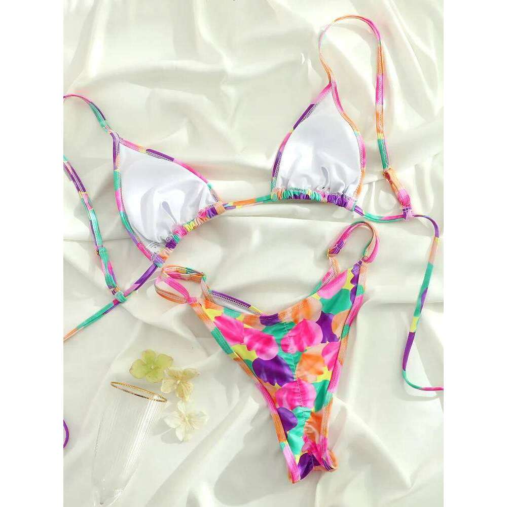 Extreme Print Bikini for Women Cut Out Swimwear Low Waist Swimsuit Micro Bikinis Set Bathing Suit Triangle Beachwear 2024 Z260301