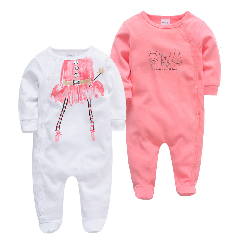 2PCS Baby Girls Rompers Long Sleeve Cute Summer Baby Clothes Cotton Newborn 0-12 months bebe Jumpsuit Outwear 201029