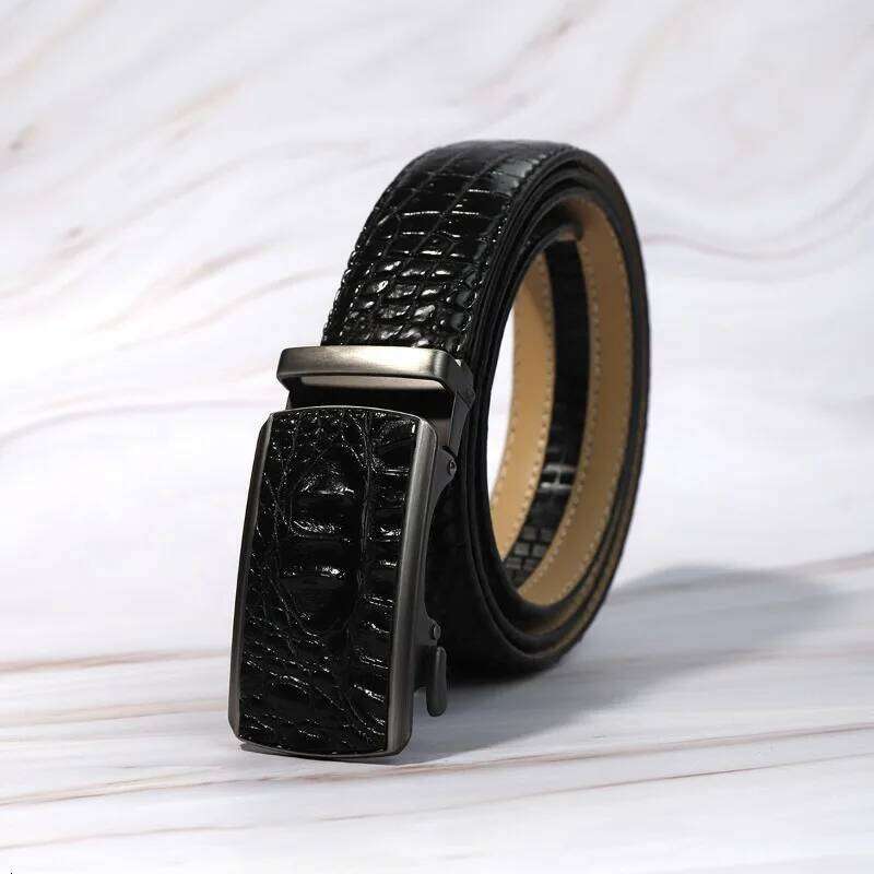 New Men's Leather Advanced Fashion Alligator Print Automatic Buckle Belt Casual Business Accessories S260228
