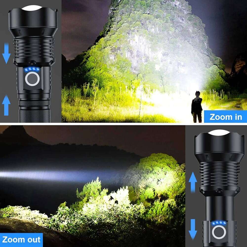 Super Bright 90000 Lumens Rechargeable LED Flashlight with 5 Modes, Long Life for Home and Outdoor Use Z260301
