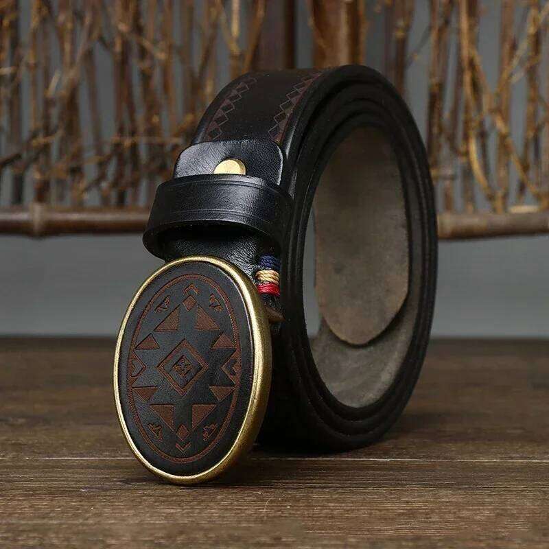 3.8CM Men High Quality Genuine Leather Belt Luxury Smooth Buckle Belts Pure Cowskin Laser Engraving Strap Male Jeans for Man S260228