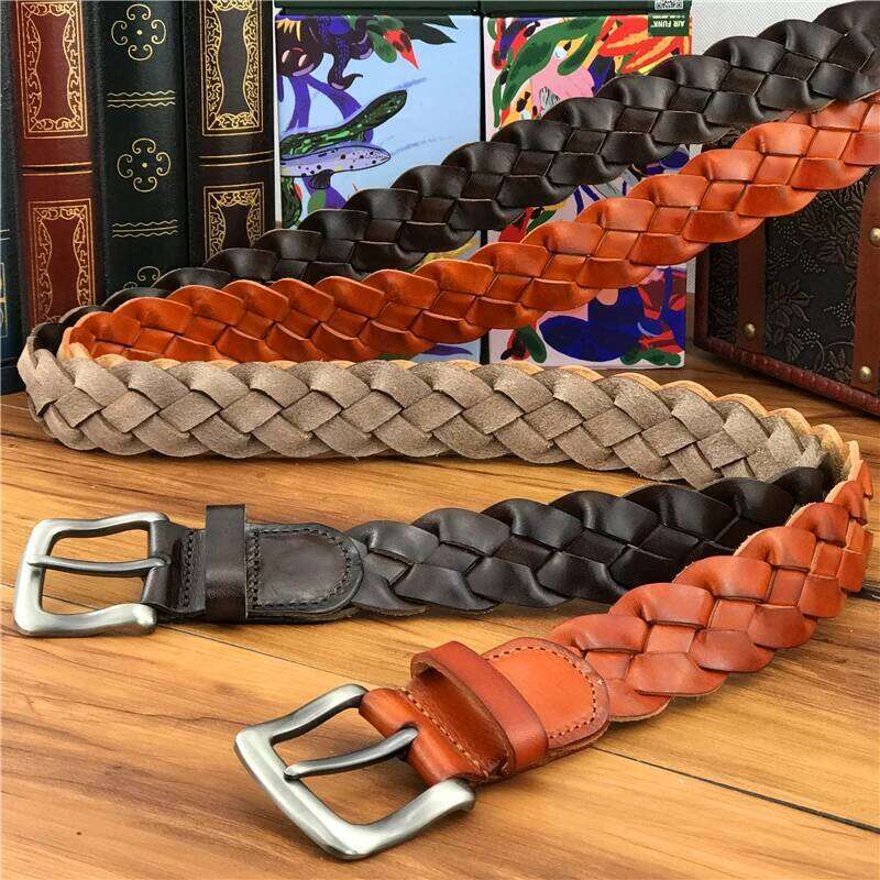 Mens Braided Top Quality Hand Made Luxury Wide Genuine Belts For Women Ceinture Men Leather Belt MBT0508 S260228