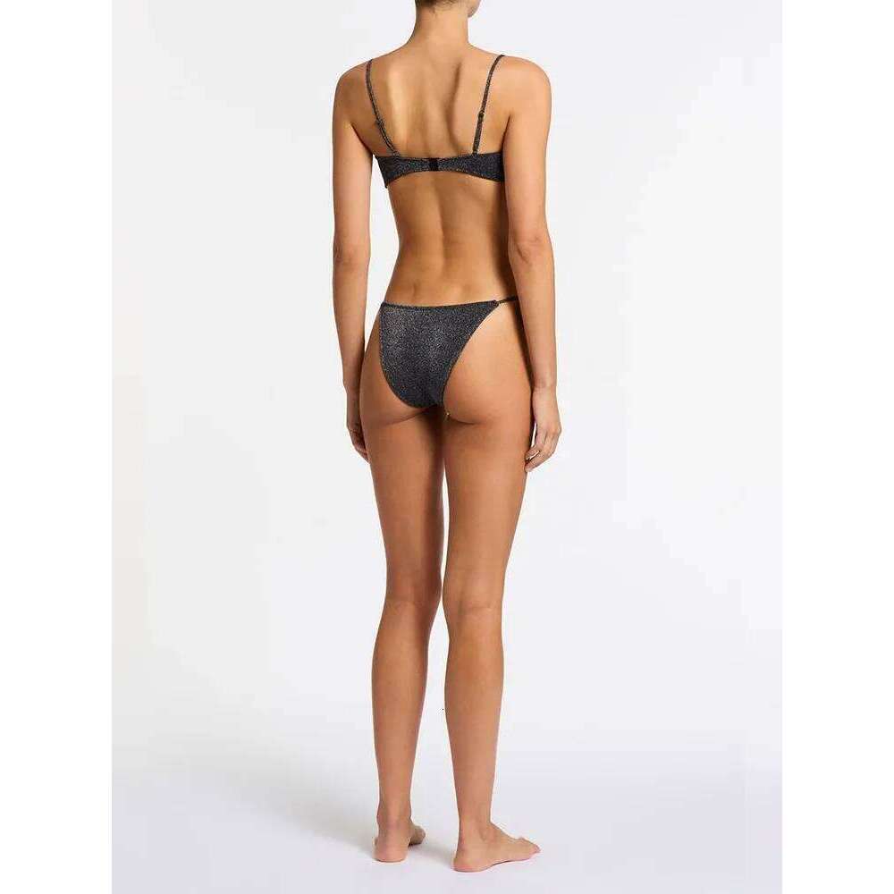 Black Shiny Women Bathing Suit Brazilian Beachwear Split Swimsuit with Chest Pads Thong Tiny Mini Bikini Z260301