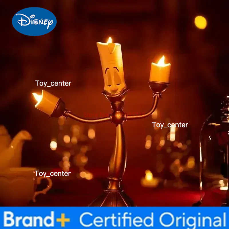 Disney Hot Sale Beauty And The Beast Figure Toys Lumiere Night Lights Candlesticks Desktop Cogsworth Clock Xmas Decoration Gifts H260302