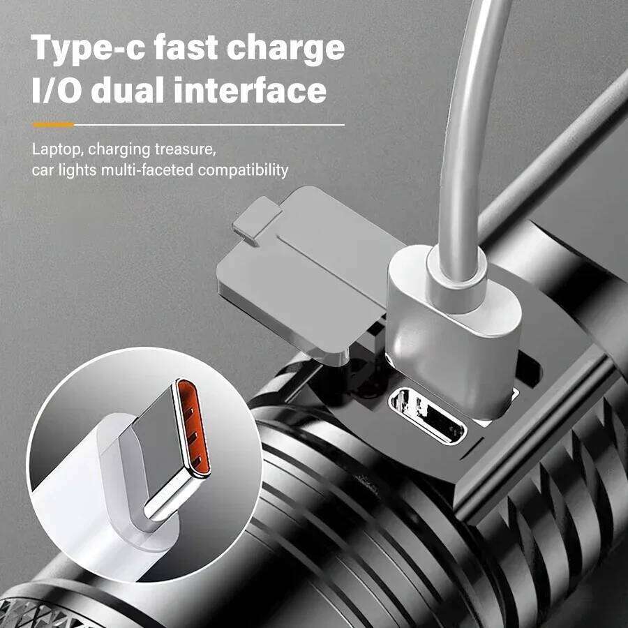 20000LM Zoomable LED Flashlight,USB Rechargeable Tactical Torch,IPX7 Waterproof,with Power Display for Camping Hunting Emergency Z260301