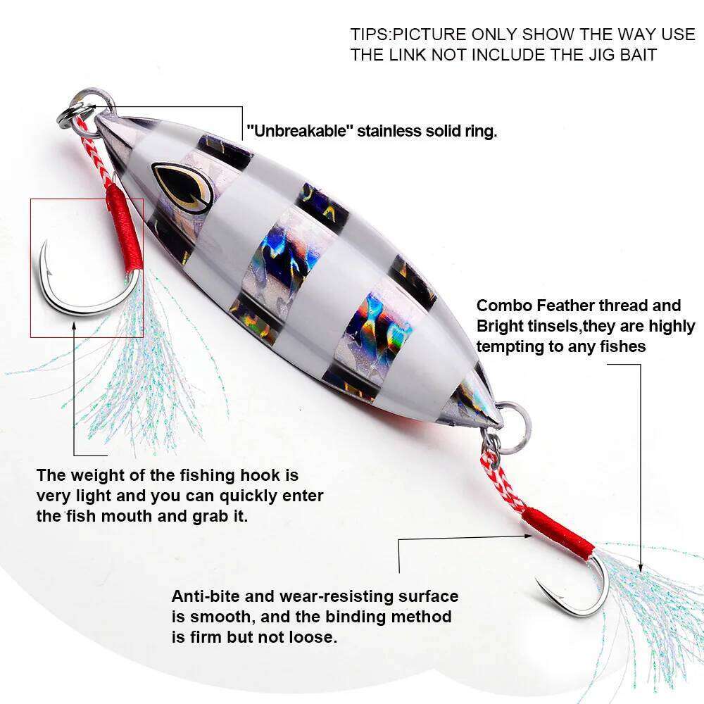 10pcs barbed fast slow falling bait for boat and sea fishing, jumper hook, fishing accessories Z260228