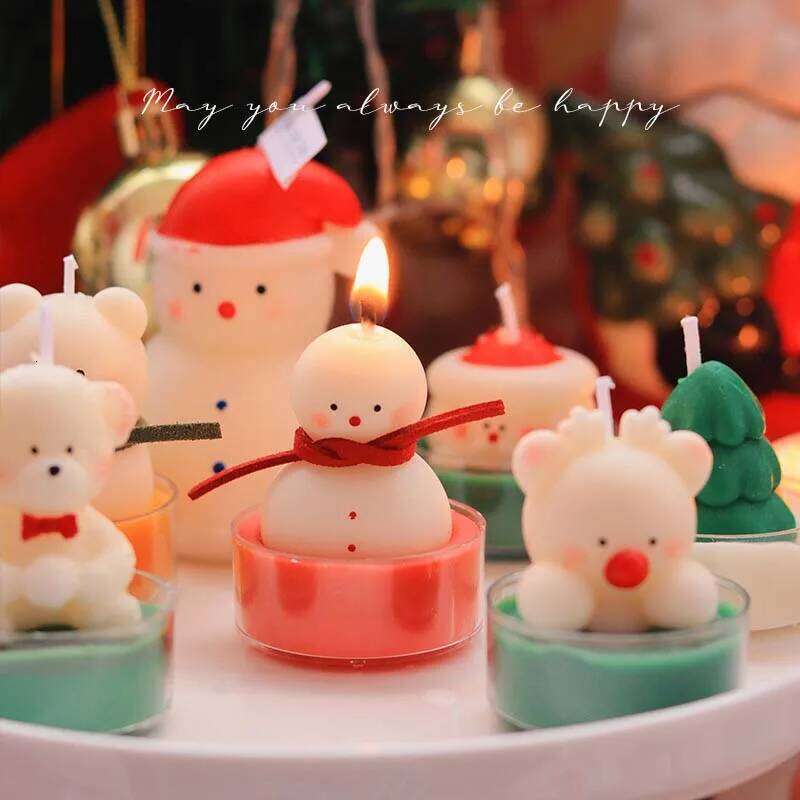 Pink Teddy Bear Scented Aesthetic Decorative Candles Home, Personalized Smokeless Candles, Gift Set for Guests W260303