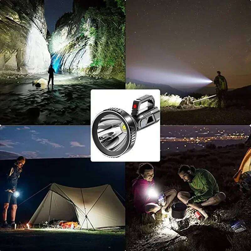 New High Power Portable Flashlight Rechargeable LED Flashlights Spotlight Waterproof Torch Light Searchlight for Outdoor Fishing S260302